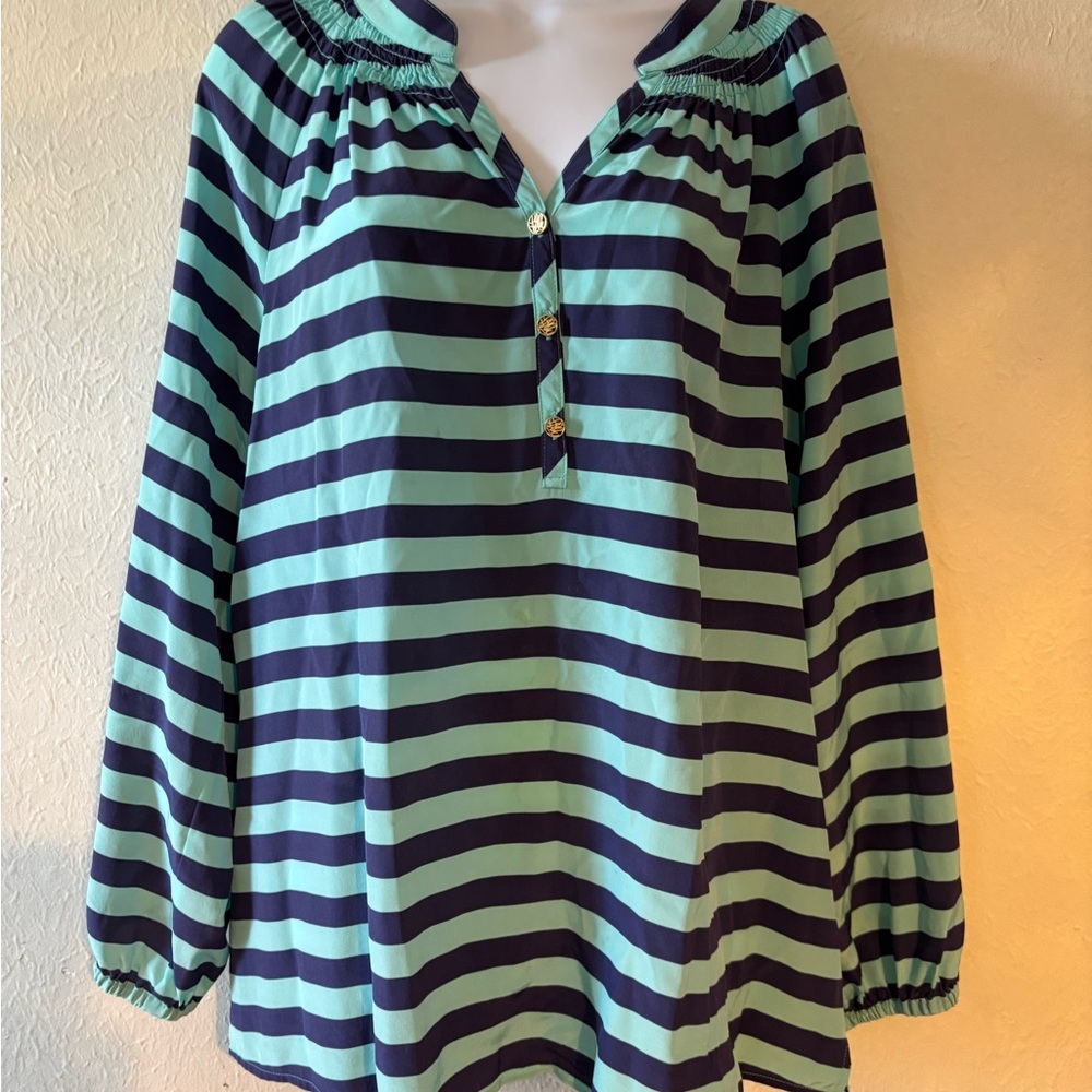 Lilly Pulitzer Elsa top Striped Long Sleeve Top in Blue and Navy